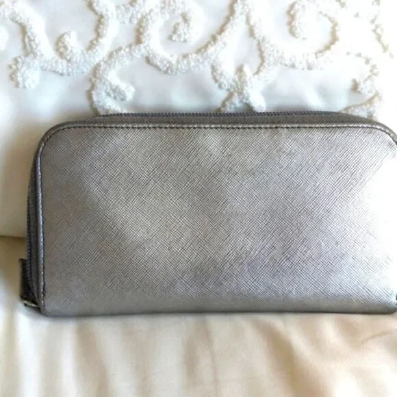 PRADA Metallic Leather Zip Around Wallet - Picture 5 of 16